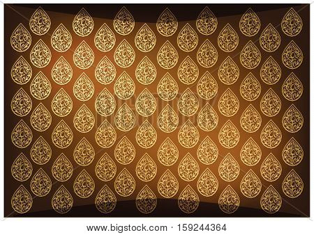 Thai Foral Pattern Illustration of Beautiful Golden Brown Vintage Texture Background for Add Content or Picture.
