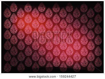 Thai Foral Pattern Illustration of Beautiful Red Vintage Texture  Background for Add Content or Picture.