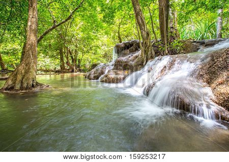 Huay Mae Khamin waterfall Waterfall in Kanchanaburi Thailand