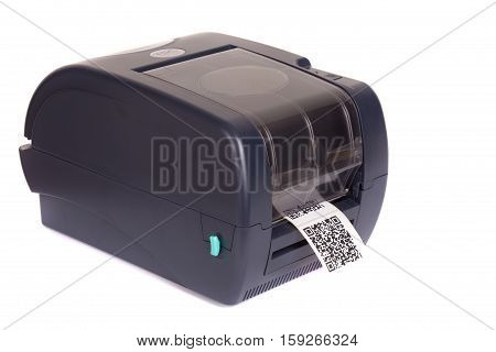Barcode label printer.Dummy barcode contains text 
