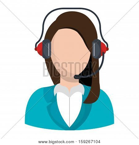businesswoman character with headset icon vector illustration design