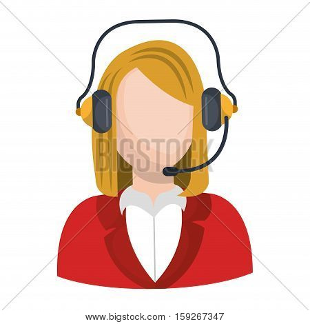 businesswoman character with headset icon vector illustration design