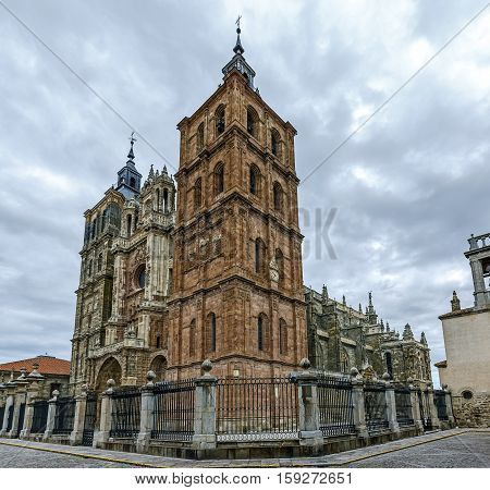 Facade of the Cathedral of Astorga Spain.