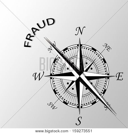 Illustration of Fraud word written aside compass