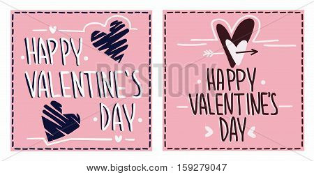 Pretty pink Valentines day vector greetings cards