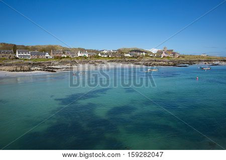 Clear blue turquoise sea Scottish island of Iona Scotland uk Inner Hebrides off the Isle of Mull west coast of Scotland
