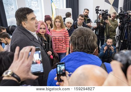 Mikhail Saakashvili On Briefing For Press