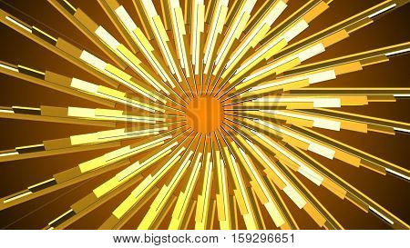 Abstract gold element. Fractal golden background. Mirror