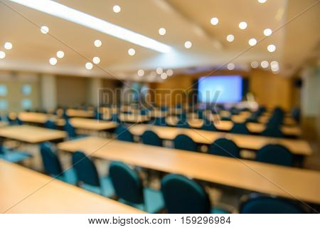 Empty Meeting Or Conference Room Blurred For Background.