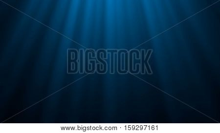 Looping animation of ocean waves from underwater. Light rays shining through.