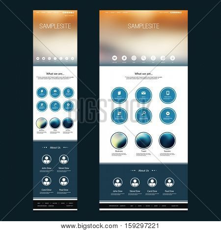 Responsive One Page Website Template with Blurred Background - Sunset Header Design - Desktop and Mobile Version