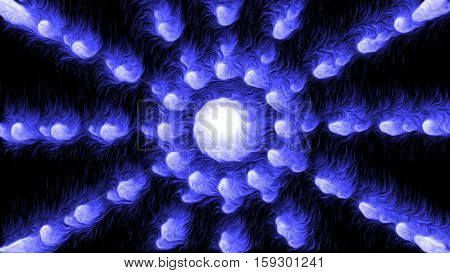 Abstract background with blue colorful oil particles. Glowing background