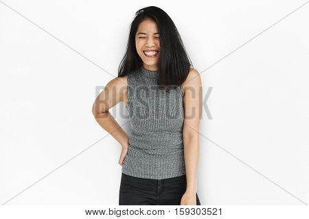 Woman Cheerful Portrait Studio Concept 