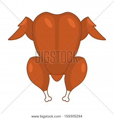 Roasted Turkey Top Viwe Isolated. Baked Chicken Isolated. Christmas Roast Fowl On White Background