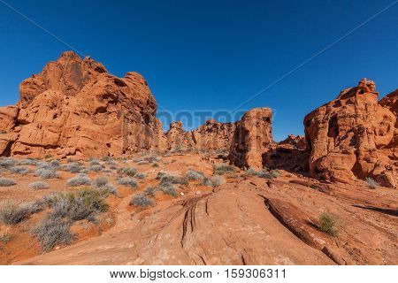 the scenic rock landscape in the valley of fire state park Nevada