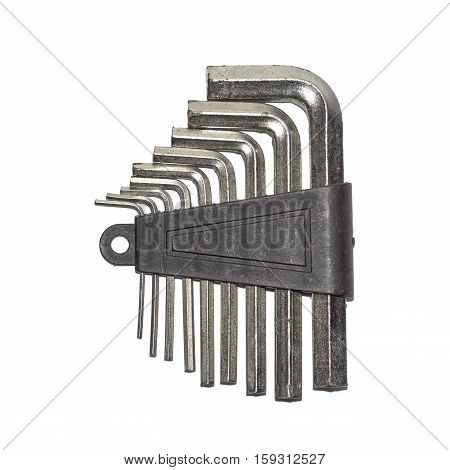 Set of hex key isolated on white background
