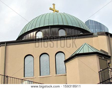 Toronto Canada - November 5 2015: The dome of Greek Orthodox Church.