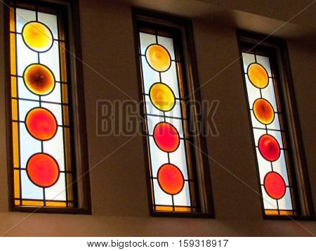 Toronto Canada - November 17 2015: Windows into Greek Orthodox Church.