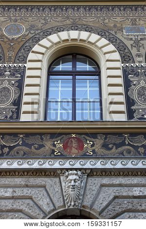 Renaissance window in Andrassy Avenue of Budapest Hungary