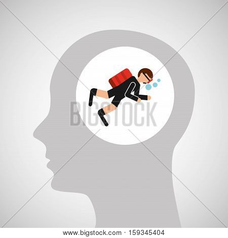 head silhouette scuba diving extreme sport vector illustration eps 10