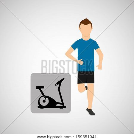 sport man running static bike vector illustration eps 10