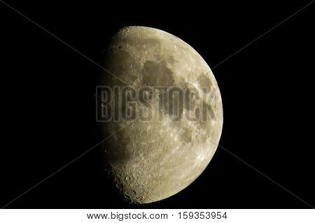 Clear gibbous moon in a dark sky