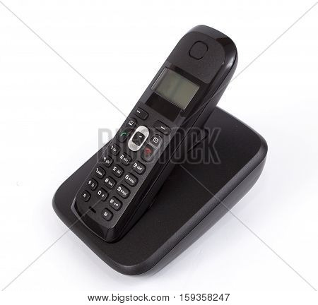 Black Cordless Desk Phone on white background