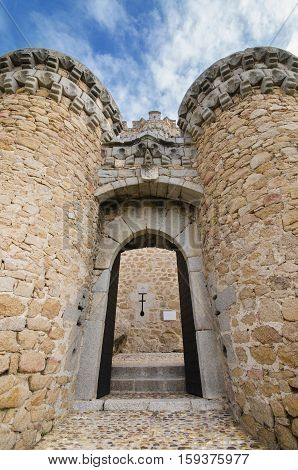 Manzanares el Real castle on a cloudy day.