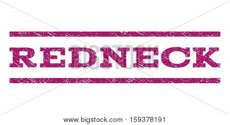 Redneck watermark stamp. Text tag between horizontal parallel lines with grunge design style. Rubber seal purple stamp with scratched texture. Vector ink imprint on a white background.