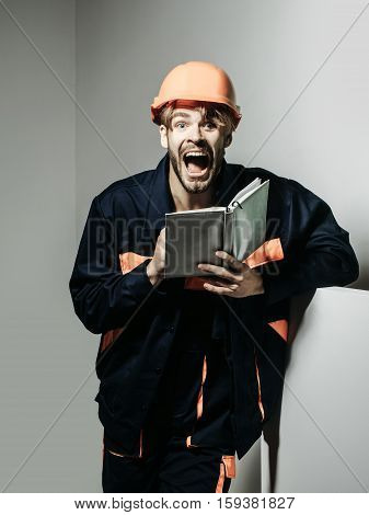 Excited Man Keeps Accounting Book