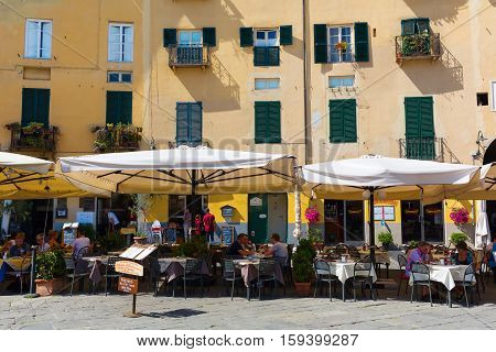 Piazza Del Anfiteatro In Lucca, Tuscany, Italy