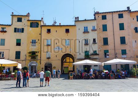 Piazza Del Anfiteatro In Lucca, Tuscany, Italy