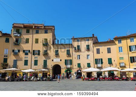 Piazza Del Anfiteatro In Lucca, Tuscany, Italy