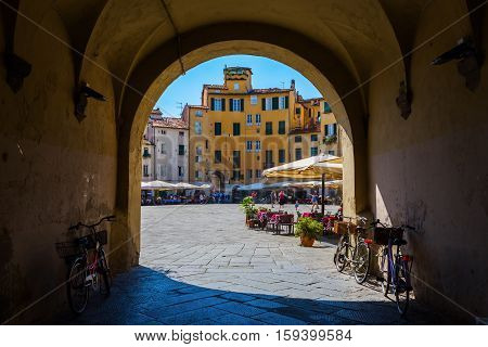 Piazza Del Anfiteatro In Lucca, Tuscany, Italy