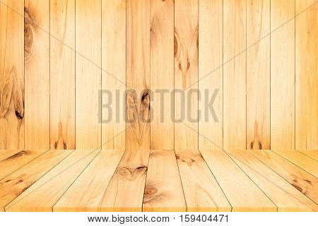 room interior vintage with wood tiles. empty wood room for display your product