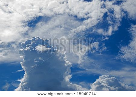 Blue sky with white cloud close up stock image Kolkata Calcuatta West Bengal India