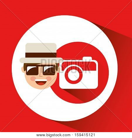 tourist man with camera photographic vector illustration eps 10