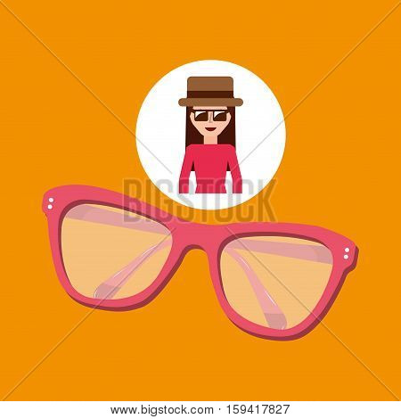 toursit female hat sunglasses elegant vector illustration eps 10