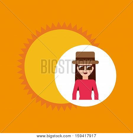 toursit female hat sunglasses sunny vector illustration eps 10