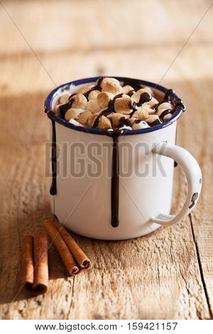 s'mores hot chocolate mini marshmallows cinnamon winter drink