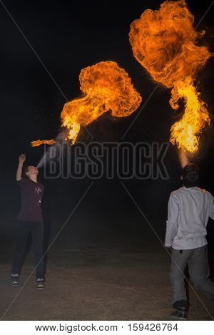 May 3, 2014. Ulan-ude, Russia: A Fire Show In The City Of Ulan-ude. Russia, Ulan-ude, 3 May 2014.