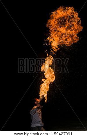 May 3, 2014. Ulan-ude, Russia: A Fire Show In The City Of Ulan-ude. Russia, Ulan-ude, 3 May 2014.