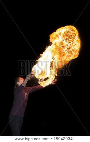 May 3, 2014. Ulan-ude, Russia: A Fire Show In The City Of Ulan-ude. Russia, Ulan-ude, 3 May 2014.