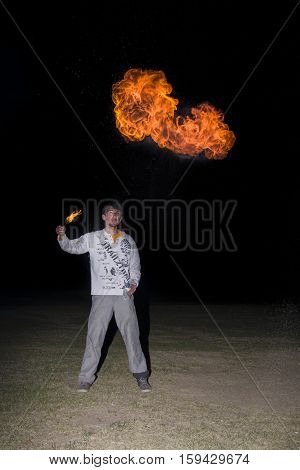 May 3, 2014. Ulan-ude, Russia: A Fire Show In The City Of Ulan-ude. Russia, Ulan-ude, 3 May 2014.