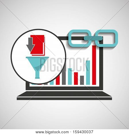 laptop graphs analysis file link web vector illustration eps 10