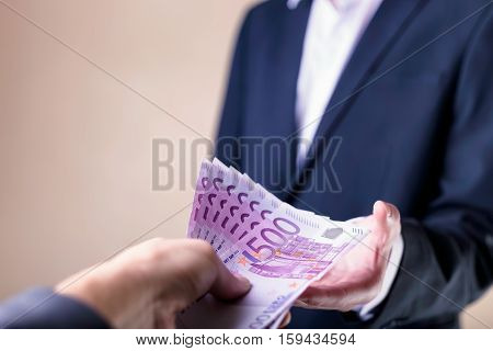 Bribe And Corruption With Euro Banknotes.