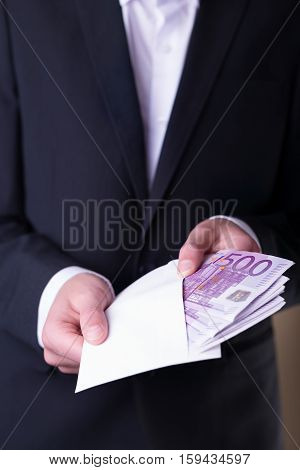 Bribe And Corruption With Euro Banknotes.