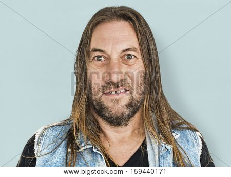 Man Long Hair Hairstyle Smiling Sneer Portrait Concept