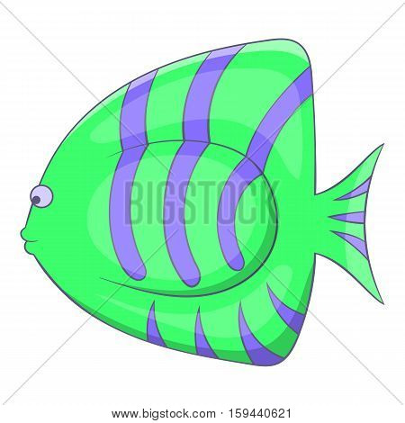Green striped fish icon. Cartoon illustration of green striped fish vector icon for web
