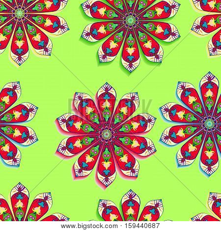 ornament on a green background the color pattern with an ornament